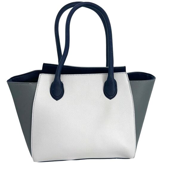 Nine West Sierra Tote Handbag with Matching Wallet Gray Navy Leather Purse NWT - Picture 4 of 16